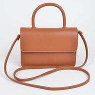 Brown Faux Leather Pleated Shoulder Strap Bag