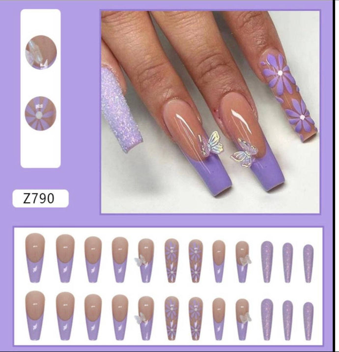 Naughty Wink Lashes - Purple Press On Nails