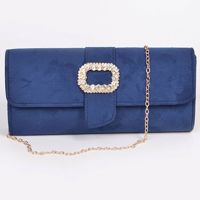 Suede Small Clutch: Navy