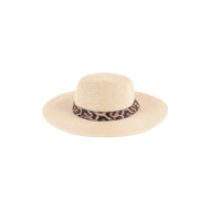 Panama Brim Hat With Leopard Strap Accent