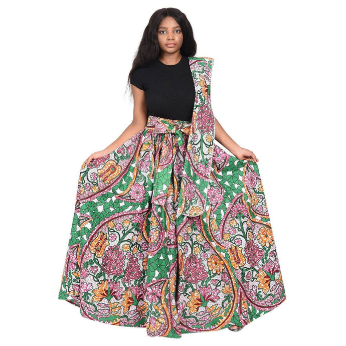 Long African Print Maxi Skirt Elastic Waist Ankara Fashion